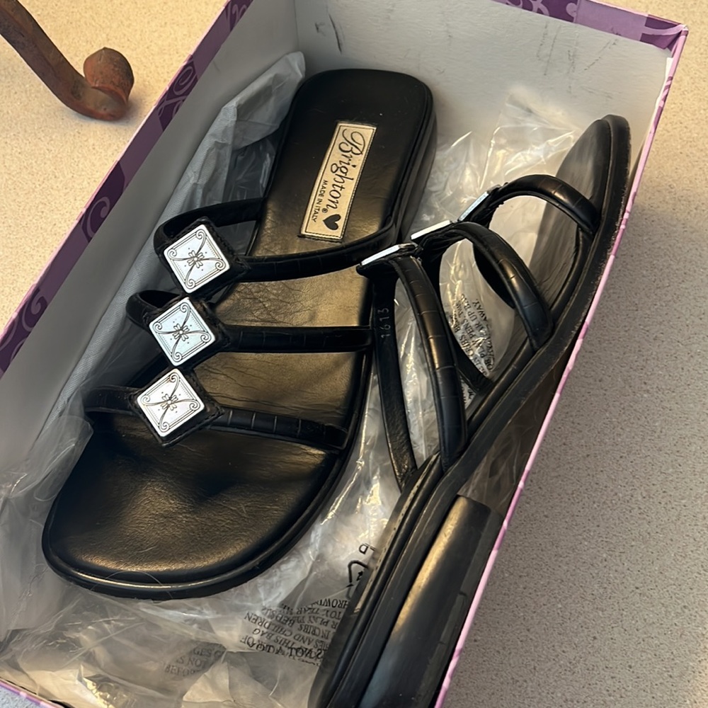 Brighton Love Black Croc Sandal 8.5